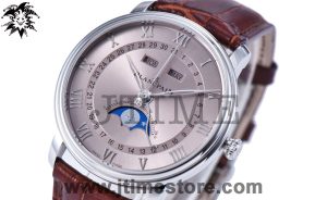 Villeret 6654 SS Complicated Function OMF 1:1 Best Edition Champagne Dial on Brown Leather Strap A6654 V2