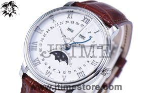 Villeret 6654 SS Complicated Function OMF 1:1 Best Edition White Dial on Brown Leather Strap A6654 V2