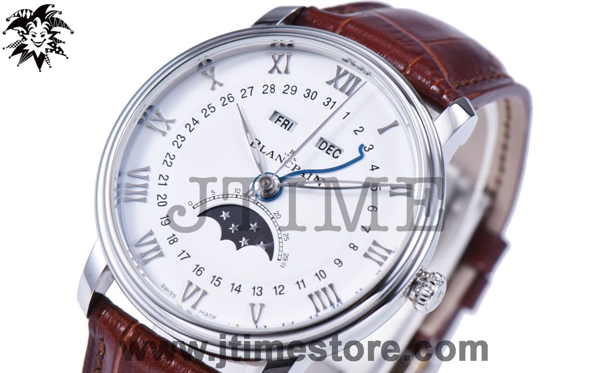Villeret 6654 SS Complicated Function OMF 1:1 Best Edition White Dial on Brown Leather Strap A6654 V2