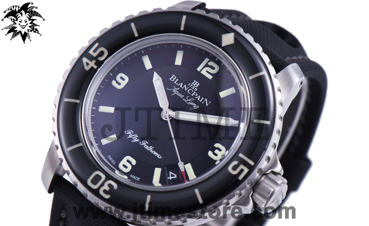 Fifty Fathoms 5015C Tribute to Aqua Lung ZF 1:1 Best Edition Black Dial on Sail-canvas Strap A1315
