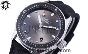Fifty Fathoms 5071 Bathyscaphe 43mm SS ZF 1:1 Best Edition Gray Dial on Sail-canvas Strap A1315