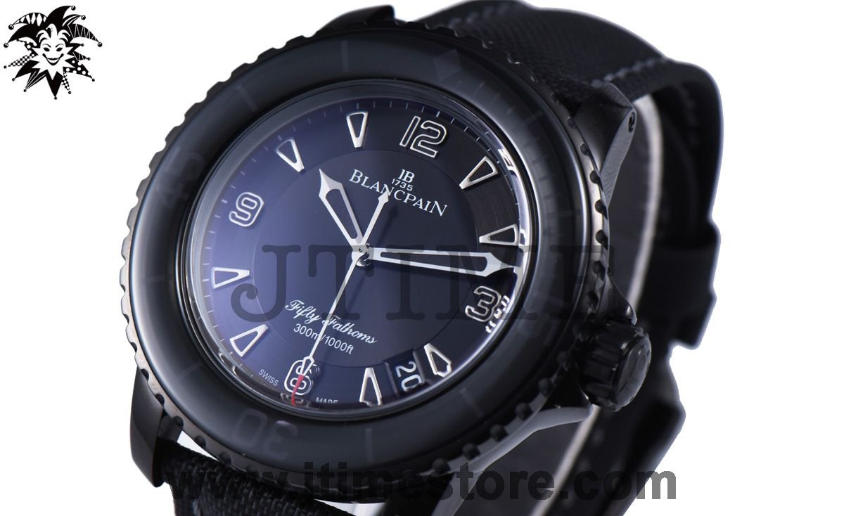 Fifty Fathoms PVD 5015 Dark Knight ZF 1:1 Best Edition Black Dial on Sail-canvas Strap A1315