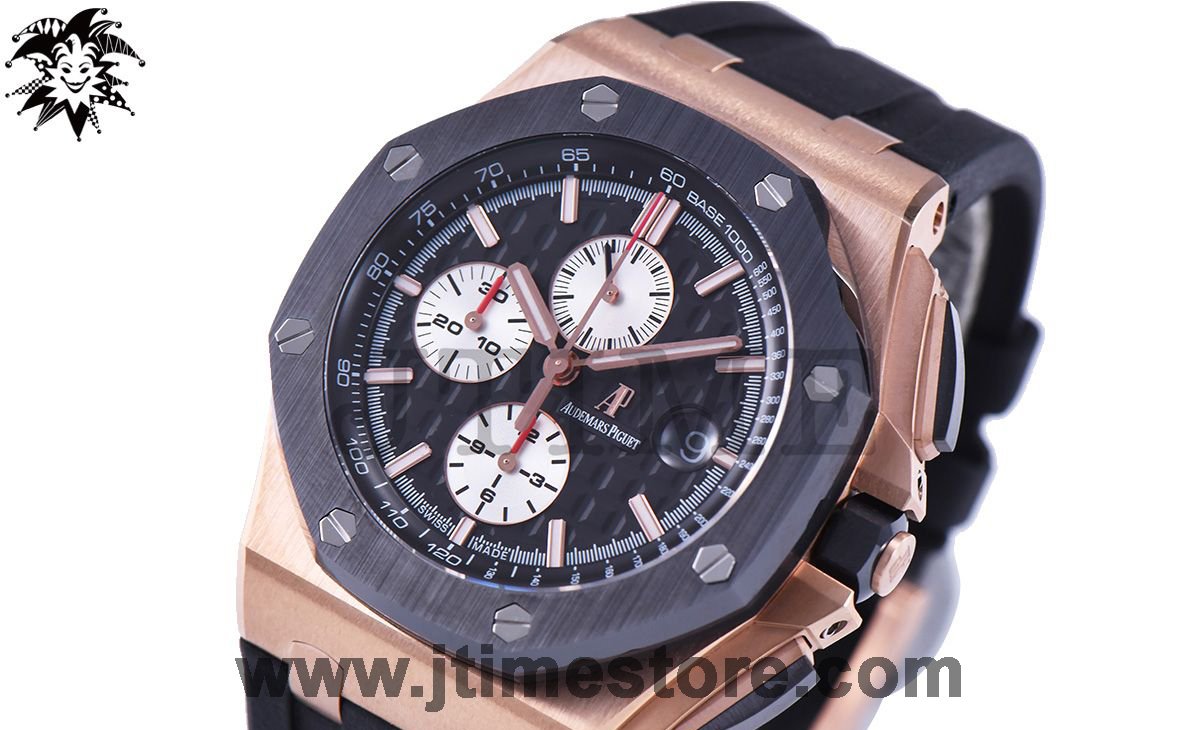 Royal Oak Offshore 44mm 26401RO RG Updated Black Ceramic Bezel JF 1:1 Best Edition on Rubber Strap A3126