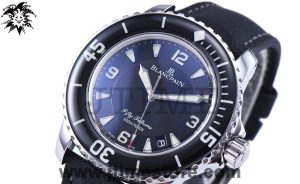 Fifty Fathoms 5015 SS Black ZF 1:1 Best Edition Black Dial on Sail-canvas Strap A2836