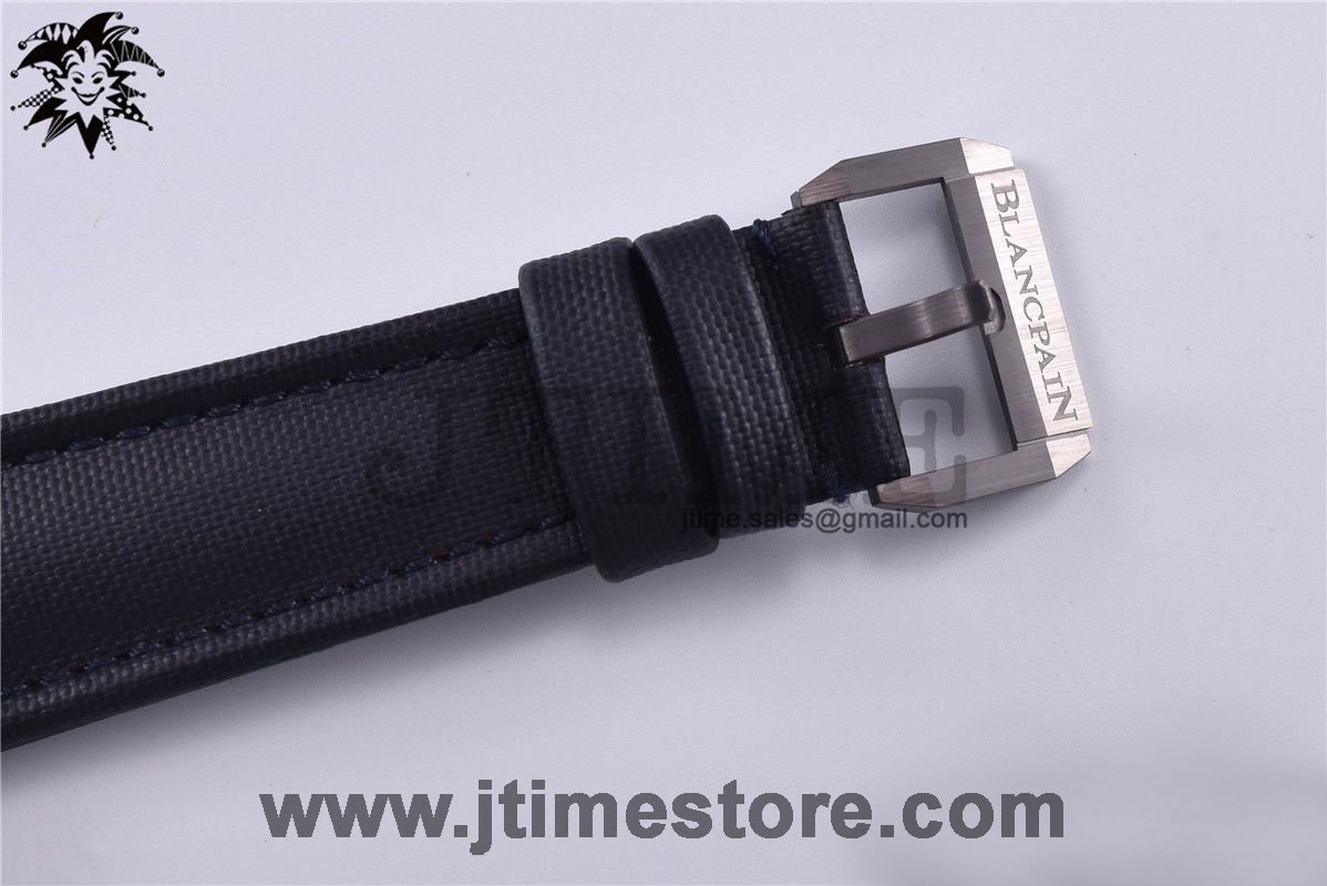 Fifty Fathoms Bathyscaphe Ceramic GF 1:1 Best Edition Blue Dial on Blue Sail-Canvas Strap A1315 - Image 8