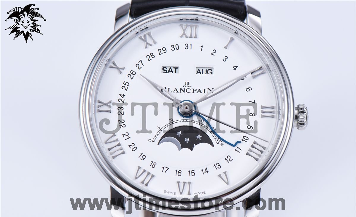 Villeret 6654 SS Complicated Function OMF 1:1 Best Edition White Dial on Black Leather Strap A6654 V2 - Image 8