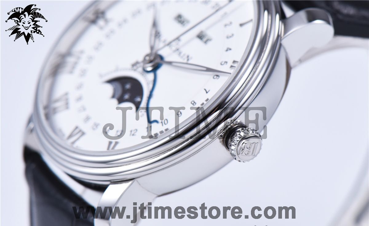 Villeret 6654 SS Complicated Function OMF 1:1 Best Edition White Dial on Black Leather Strap A6654 V2 - Image 10