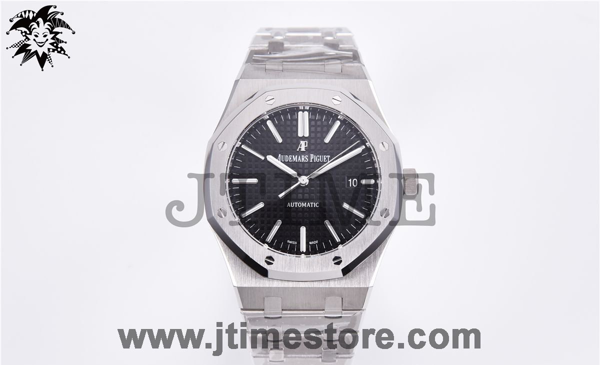 Royal Oak 41mm 15400 SS JF 1:1 Best Edition Black Textured Dial on SS Bracelet A3120 V3 - Image 4