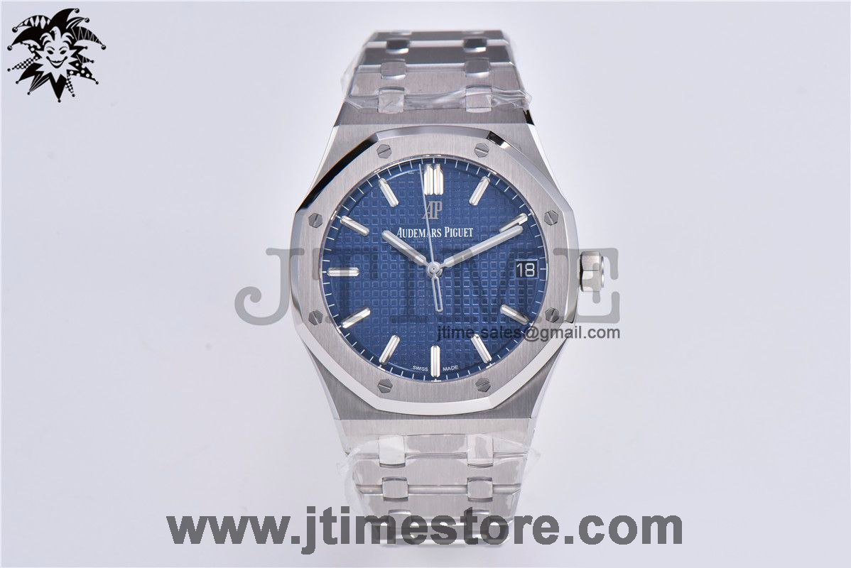 Royal Oak 41mm 15500 SS JF 1:1 Best Edition Blue Textured Dial on SS Bracelet A4302 (Free Box) - Image 3