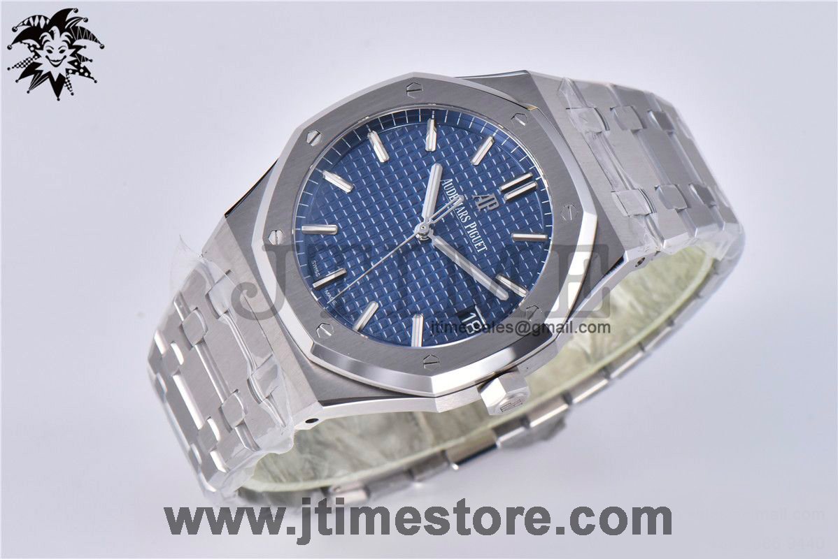 Royal Oak 41mm 15500 SS JF 1:1 Best Edition Blue Textured Dial on SS Bracelet A4302 (Free Box) - Image 4