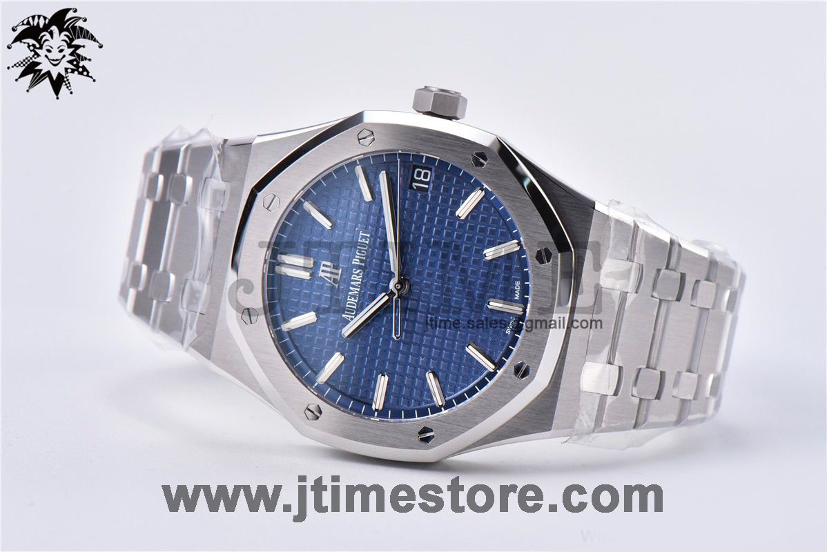 Royal Oak 41mm 15500 SS JF 1:1 Best Edition Blue Textured Dial on SS Bracelet A4302 (Free Box) - Image 5