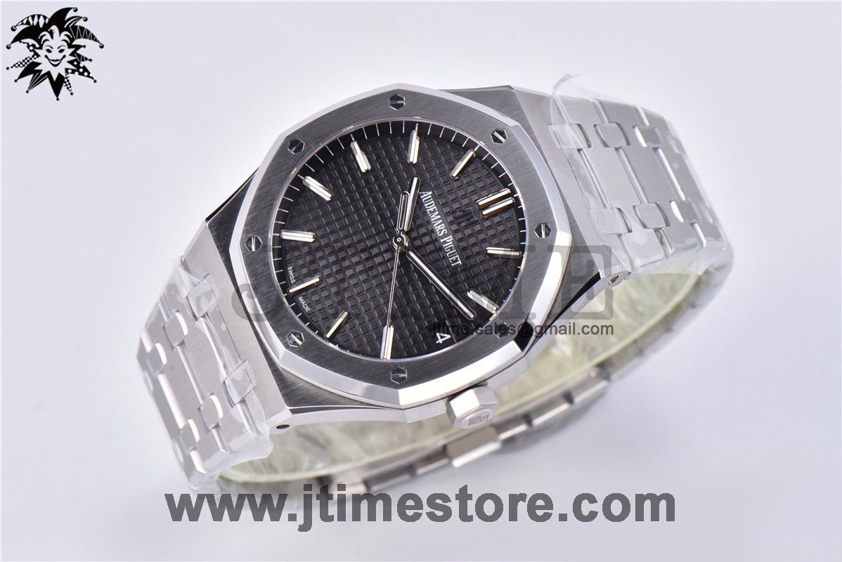Royal Oak 41mm 15500 SS ZF 1:1 Best Edition Black Textured Dial on SS Bracelet A4302 (Free Box) - Image 2
