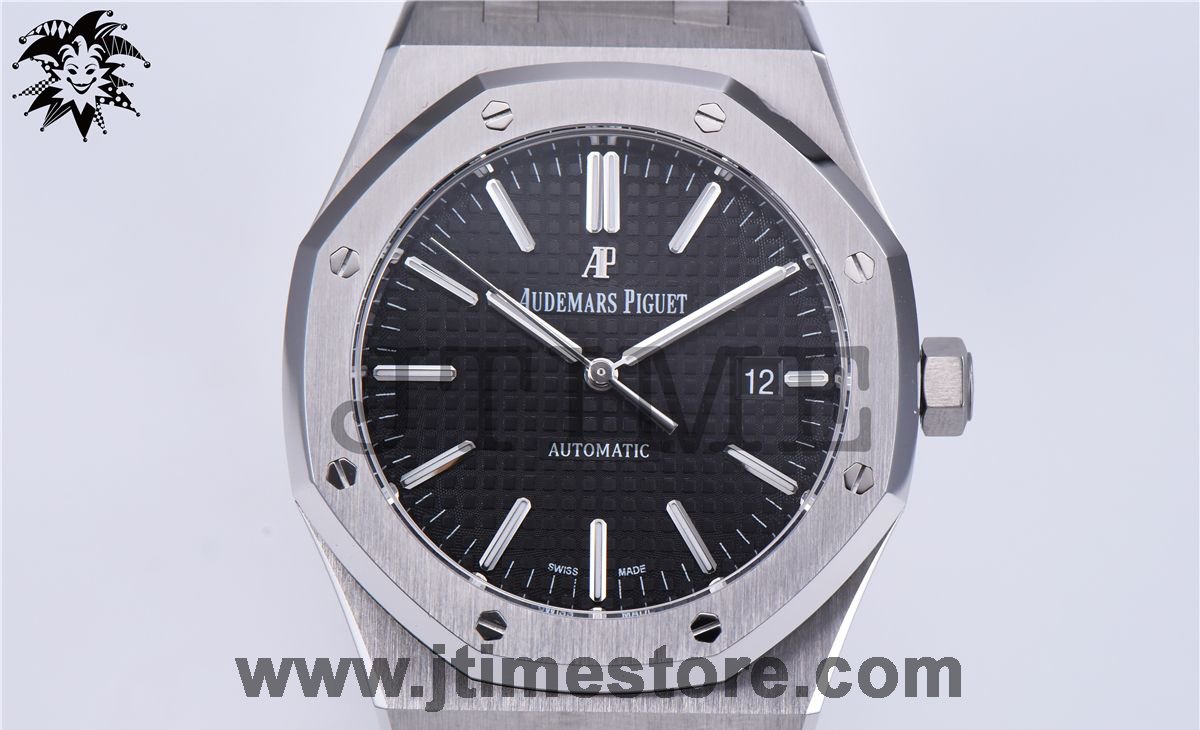 Royal Oak 41mm 15400 SS JF 1:1 Best Edition Black Textured Dial on SS Bracelet A3120 V3 - Image 2