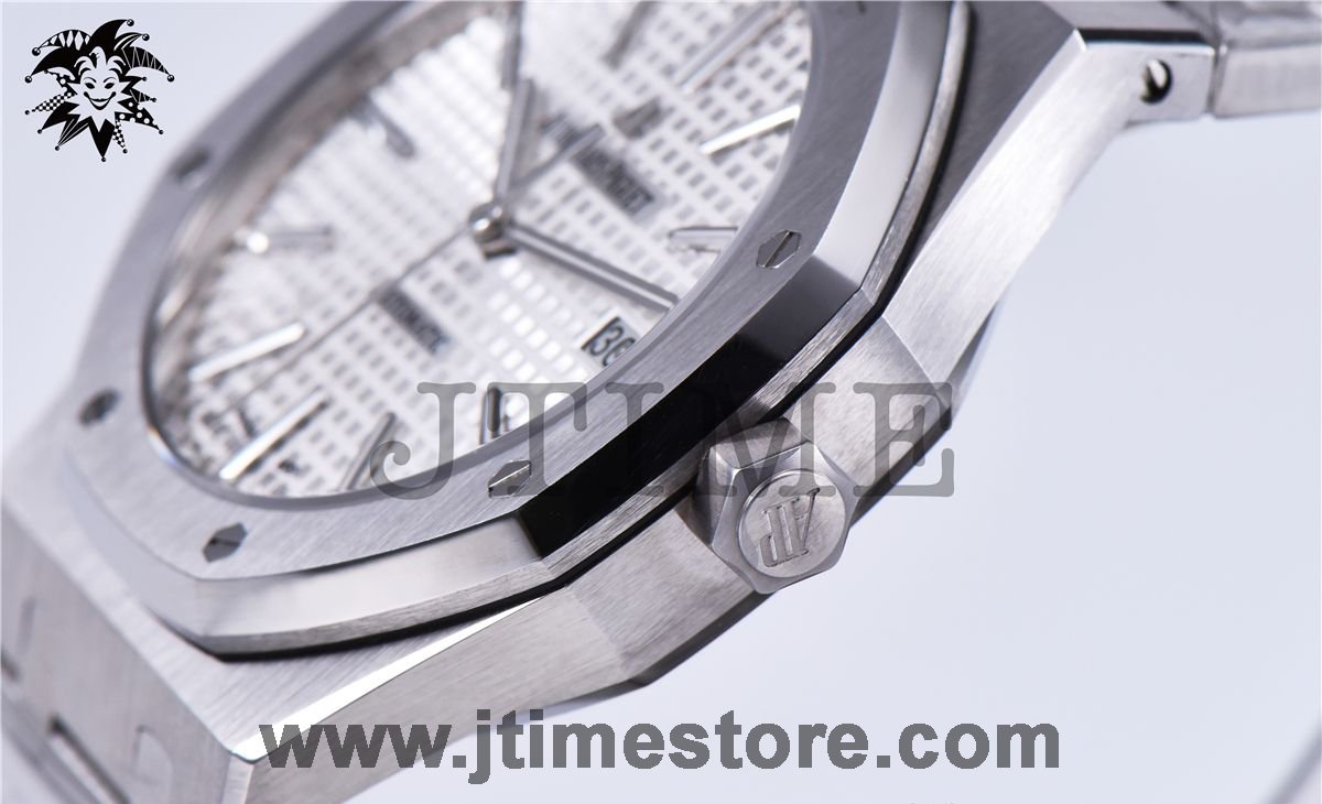 Royal Oak 41mm 15400 SS JF 1:1 Best Edition White Textured Dial on SS Bracelet A3120 V3 - Image 4