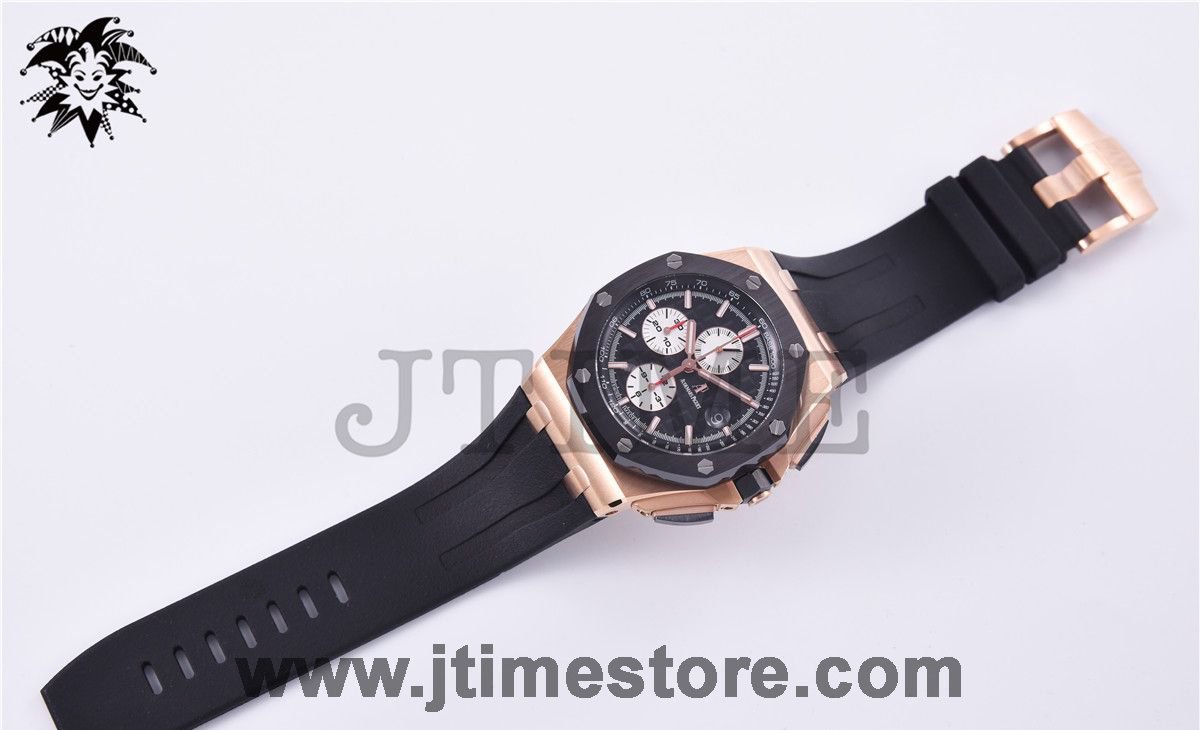 Royal Oak Offshore 44mm 26401RO RG Updated Black Ceramic Bezel JF 1:1 Best Edition on Rubber Strap A3126 - Image 2