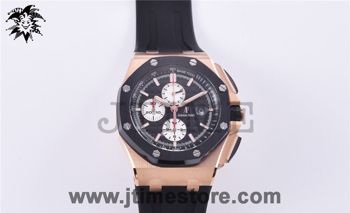 Royal Oak Offshore 44mm 26401RO RG Updated Black Ceramic Bezel JF 1:1 Best Edition on Rubber Strap A3126 - Image 3