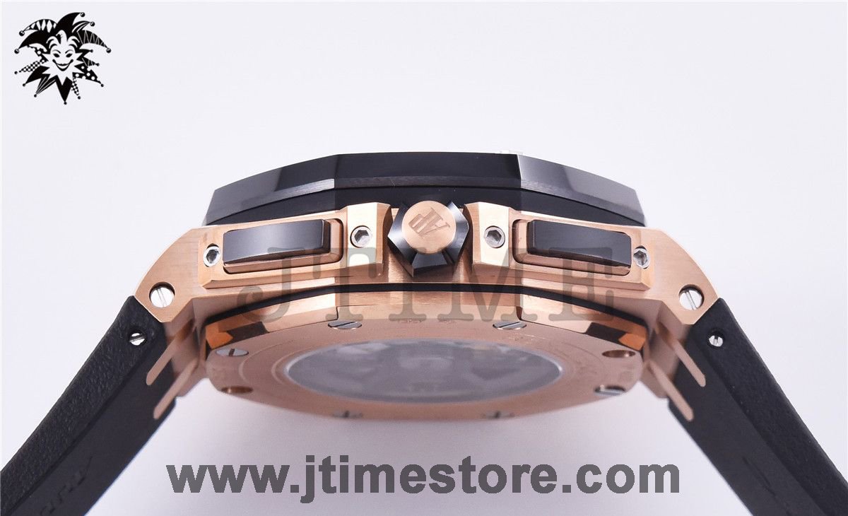 Royal Oak Offshore 44mm 26401RO RG Updated Black Ceramic Bezel JF 1:1 Best Edition on Rubber Strap A3126 - Image 4