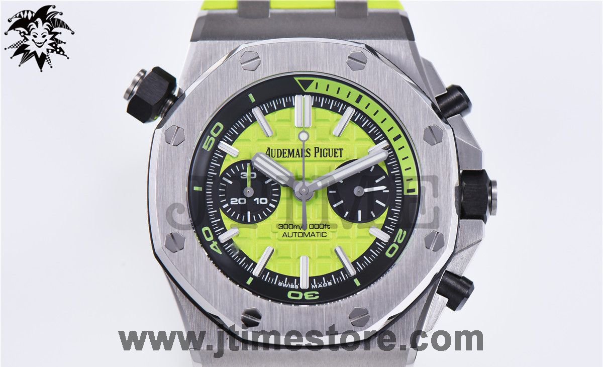 Royal Oak Offshore Diver Chronograph Green JF 1:1 Best Edition on Green Rubber Strap A3126 V2 - Image 12