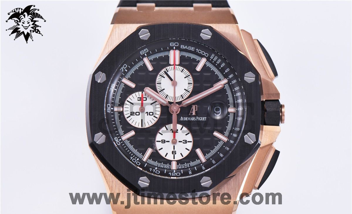 Royal Oak Offshore 44mm 26401RO RG Updated Black Ceramic Bezel JF 1:1 Best Edition on Rubber Strap A3126 - Image 12