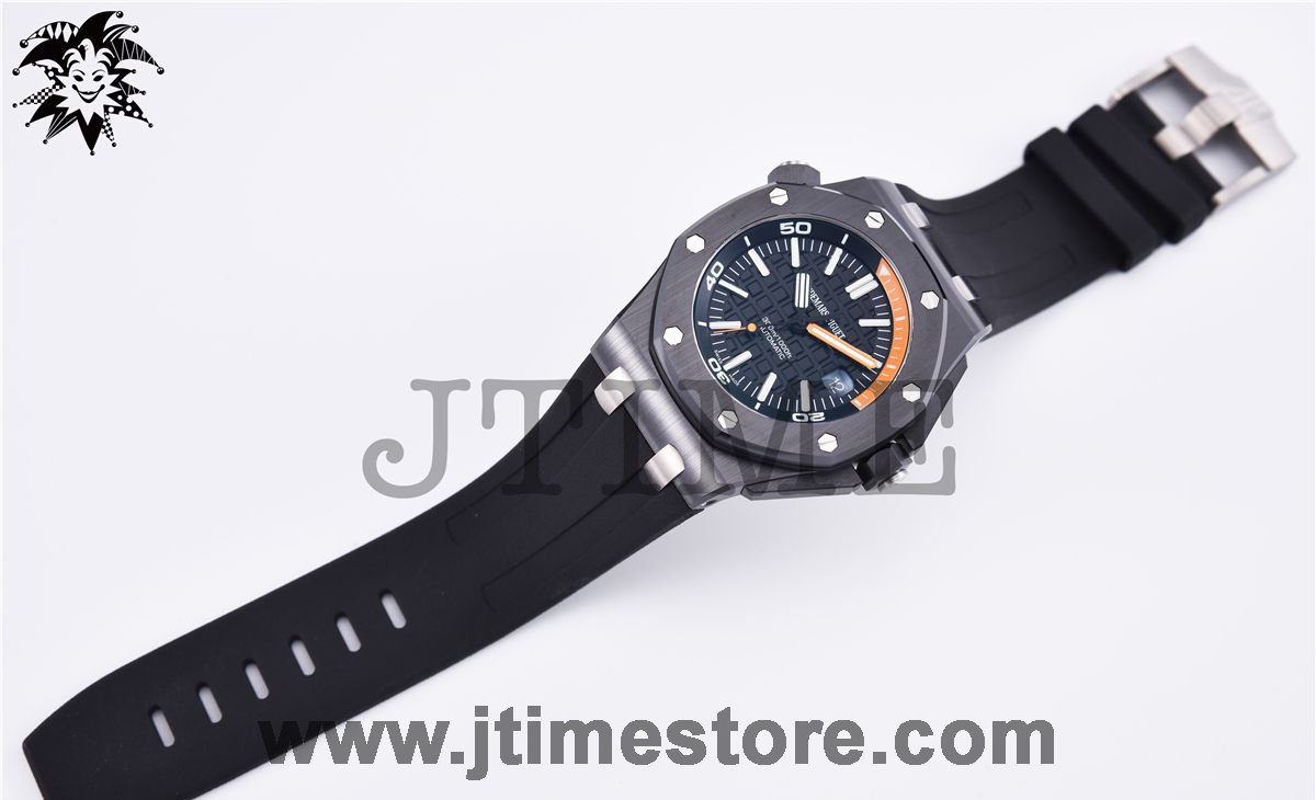 Royal Oak Offshore Diver 15707CE Real Black Ceramicx NOOB 1:1 Best Edition on Black Rubber Strap A3120 V3 - Image 2