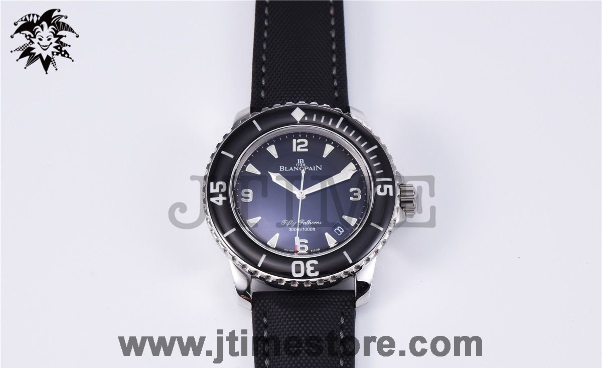 Fifty Fathoms 5015 SS Black ZF 1:1 Best Edition Black Dial on Sail-canvas Strap A2836 - Image 4