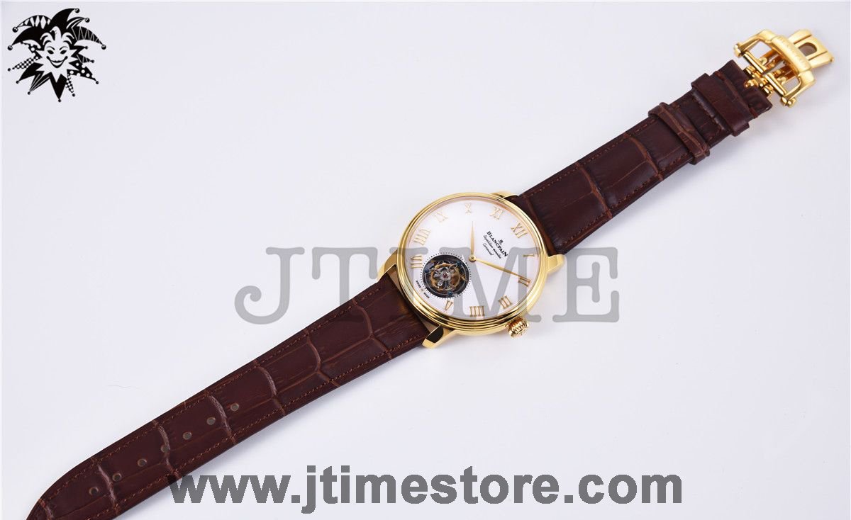 Le Brassus Carrousel Erotic Tourbillon Yellow Gold Best Edition White Dial on Brown Leather Strap - Image 2