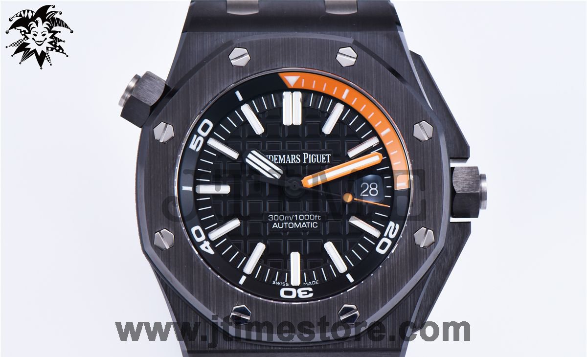 Royal Oak Offshore Diver 15707CE Real Black Ceramicx NOOB 1:1 Best Edition on Black Rubber Strap A3120 V3 - Image 11