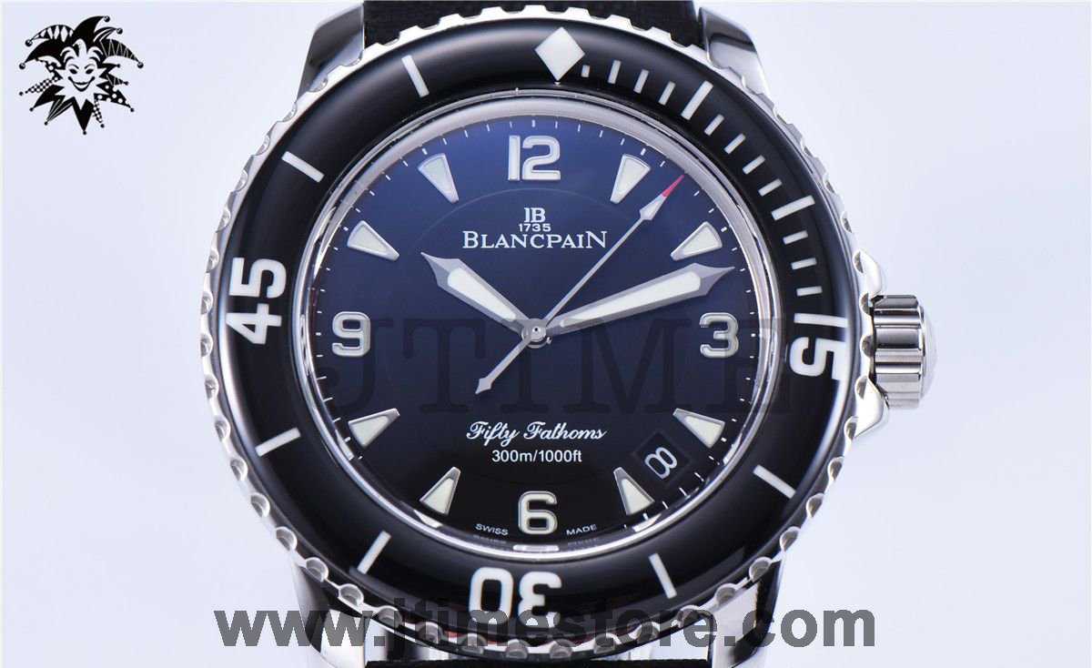 Fifty Fathoms 5015 SS Black ZF 1:1 Best Edition Black Dial on Sail-canvas Strap A2836 - Image 2