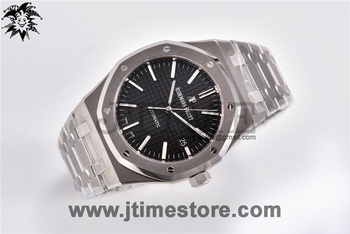 Royal Oak 41mm 15400 SS ZF 1:1 Best Edition Black Textured Dial on SS Bracelet A3120 (Free Box) - Image 2