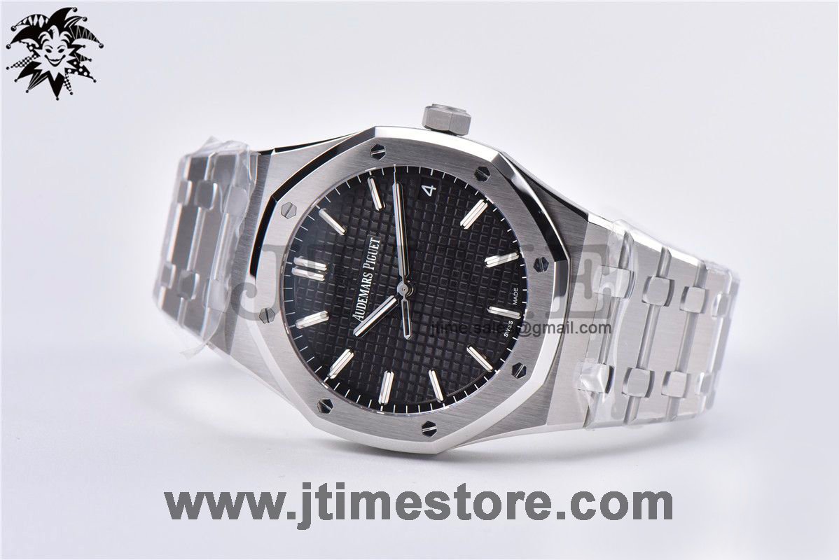 Royal Oak 41mm 15500 SS ZF 1:1 Best Edition Black Textured Dial on SS Bracelet A4302 (Free Box) - Image 5