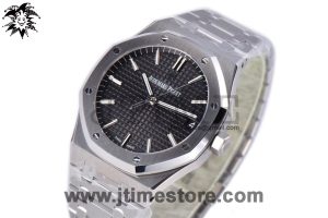 Royal Oak 41mm 15500 SS ZF 1:1 Best Edition Black Textured Dial on SS Bracelet A4302 (Free Box)