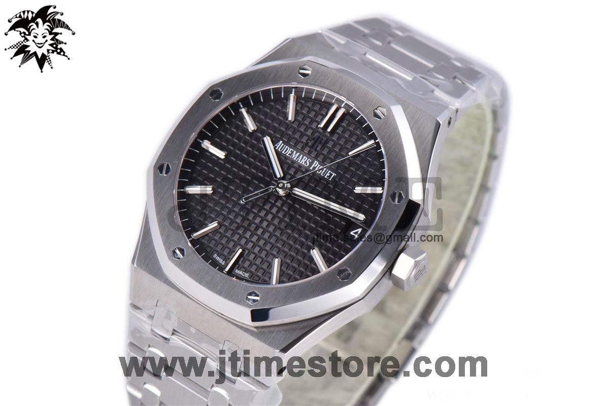 Royal Oak 41mm 15500 SS ZF 1:1 Best Edition Black Textured Dial on SS Bracelet A4302 (Free Box)