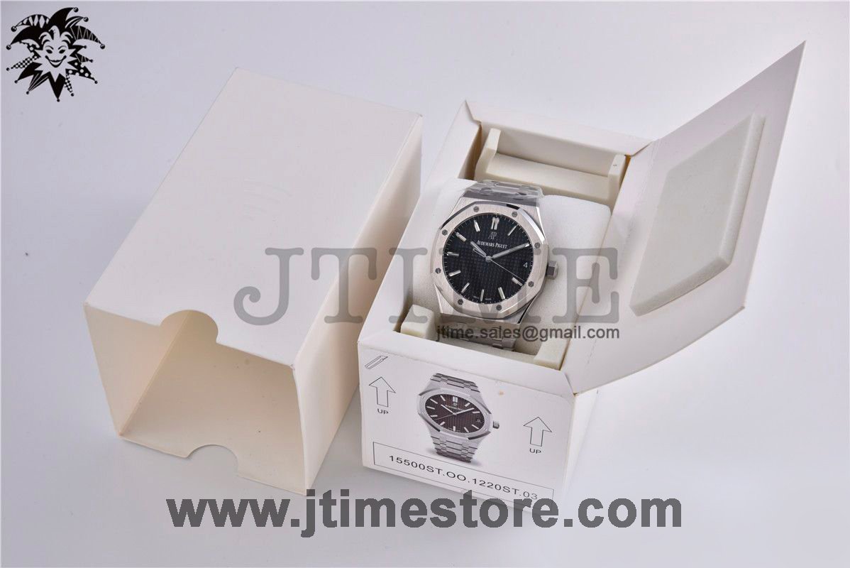 Royal Oak 41mm 15500 SS ZF 1:1 Best Edition Black Textured Dial on SS Bracelet A4302 (Free Box) - Image 7