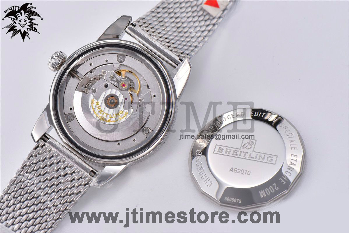 SuperOcean Heritage ii 42mm SS GF 1:1 Best Edition Black Dial Black Bezel on SS Mesh Bracelet A2824 V2 - Image 11