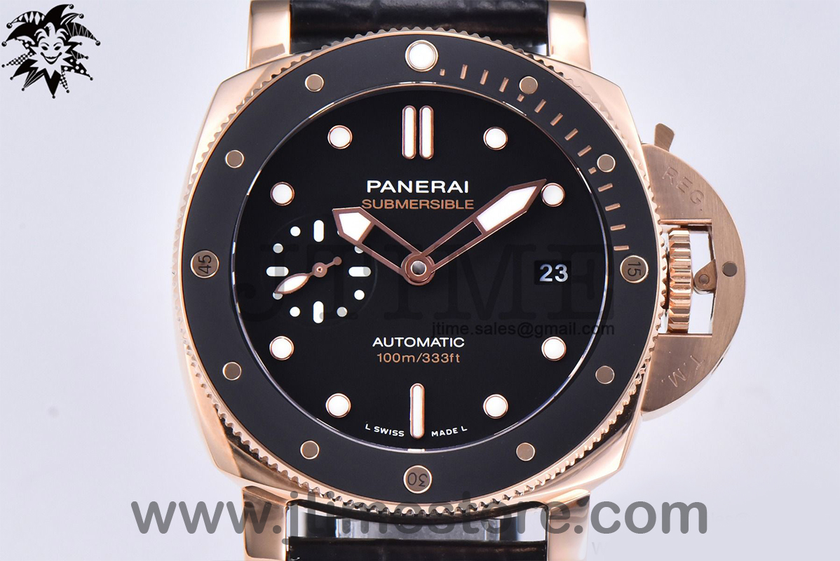 PAM974 Luminor Submersible RG VSF 1:1 Best Edition on Black Leather Strap AXXXIV - Image 5