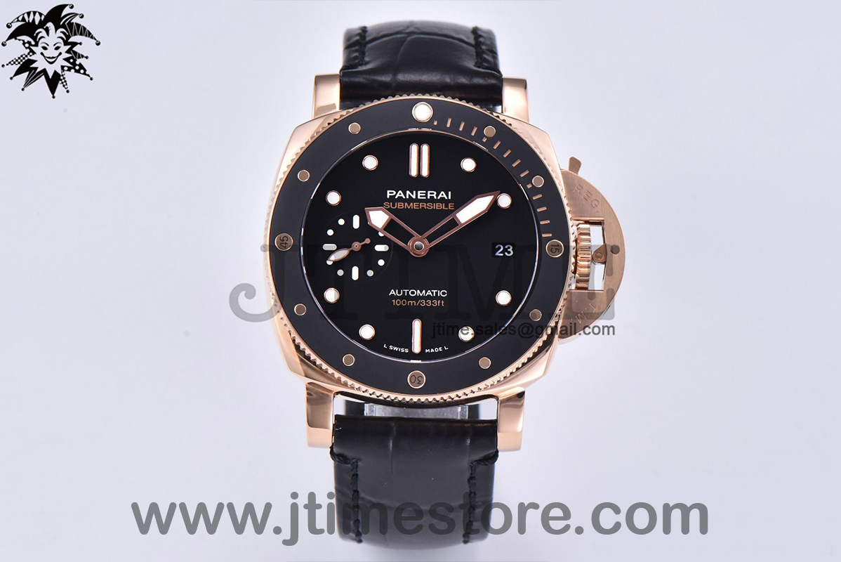 PAM974 Luminor Submersible RG VSF 1:1 Best Edition on Black Leather Strap AXXXIV - Image 3