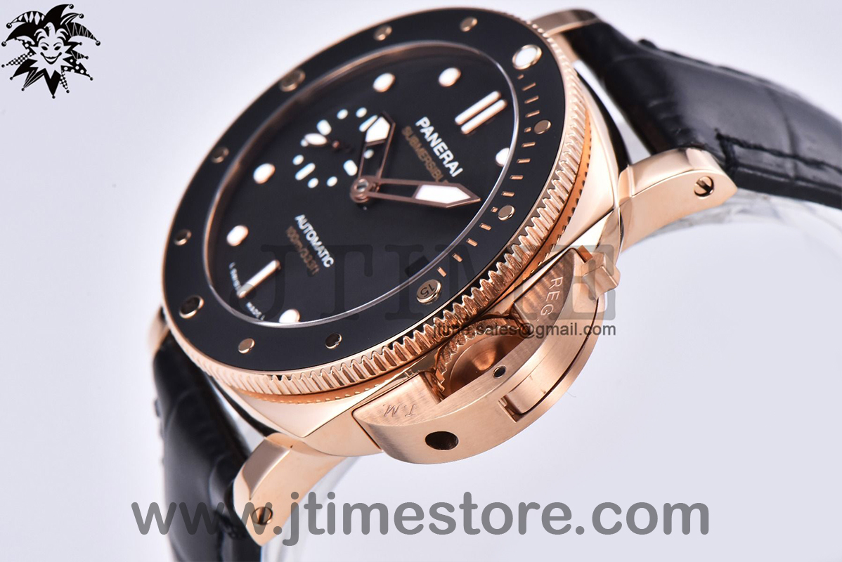 PAM974 Luminor Submersible RG VSF 1:1 Best Edition on Black Leather Strap AXXXIV - Image 2
