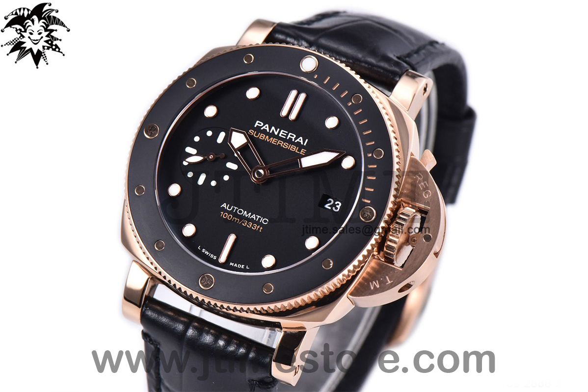 PAM974 Luminor Submersible RG VSF 1:1 Best Edition on Black Leather Strap AXXXIV
