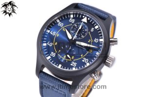 Pilot Chrono Blue Angels Black Ceramic YLF Best Edition on Blue Leather Strap A7750
