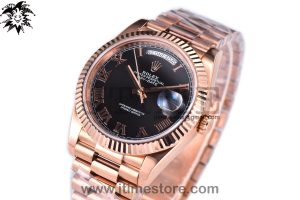 Day Date 40 RG 904L Steel GMF 1:1 Best Edition Black Roman Dial on RG Bracelet A2836