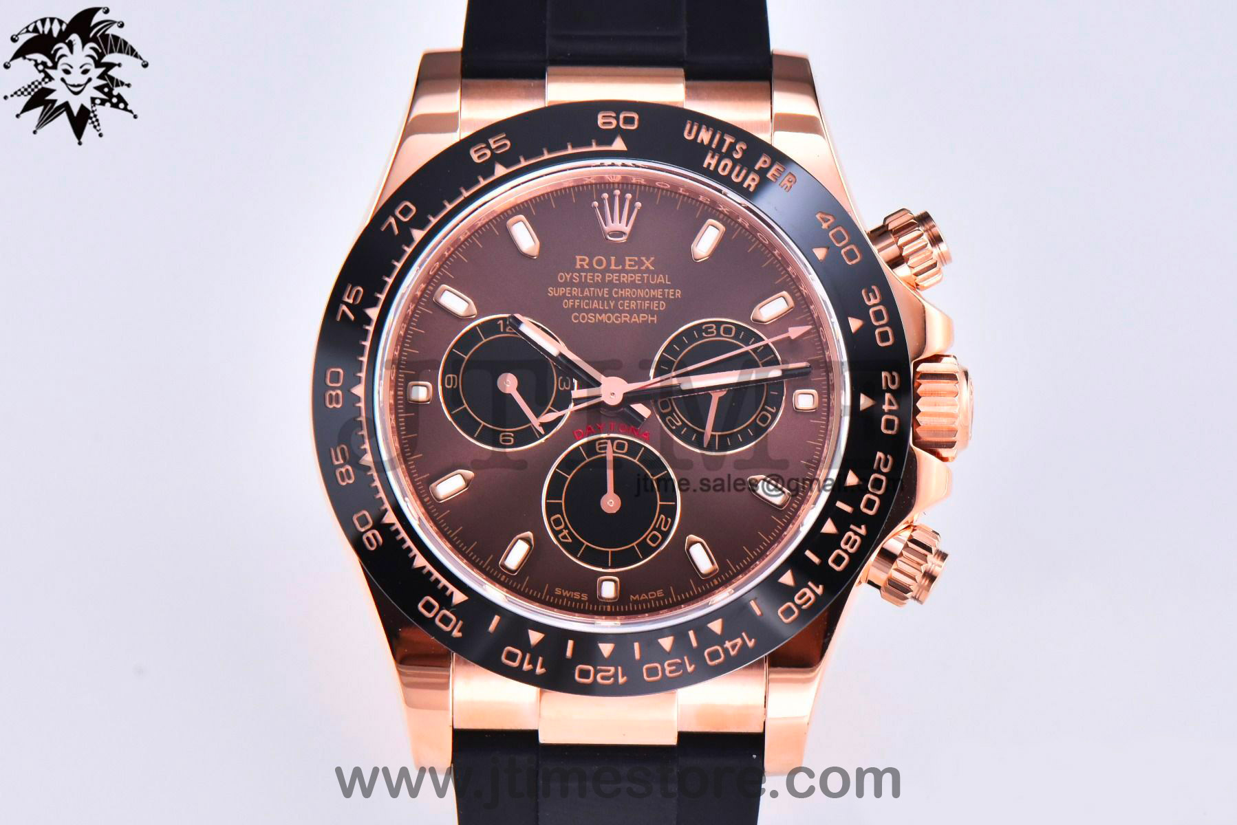 Daytona 116515 Noob 1:1 Best Edition Chocolate Dial Lume Markers on Black Rubber Strap SA4130 (Free Extra Strap) V3 - Image 3