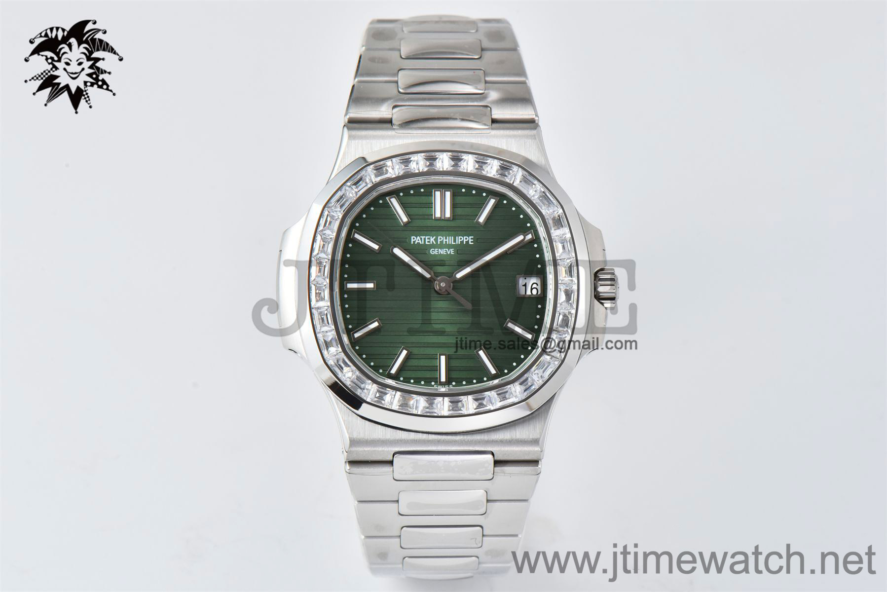 Nautilus 5711/1A 3KF 1:1 Best Edition Diamonds Bezel Green Textured Dial on SS Bracelet A324 Super Clone V2 - Image 5