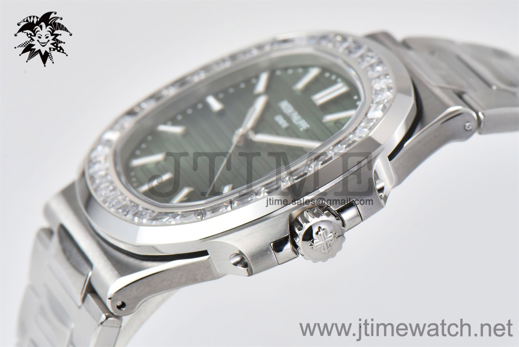 Nautilus 5711/1A 3KF 1:1 Best Edition Diamonds Bezel Green Textured Dial on SS Bracelet A324 Super Clone V2 - Image 3