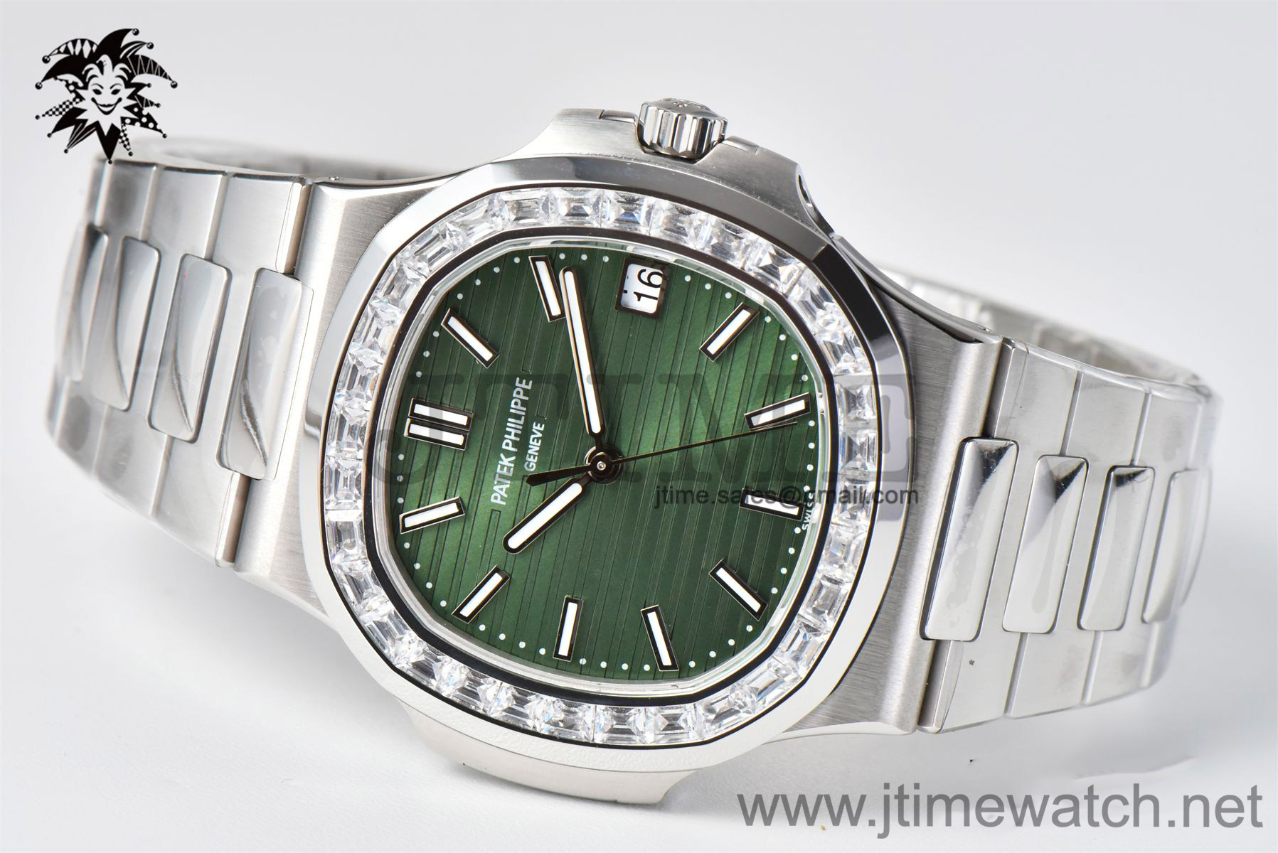 Nautilus 5711/1A 3KF 1:1 Best Edition Diamonds Bezel Green Textured Dial on SS Bracelet A324 Super Clone V2 - Image 2