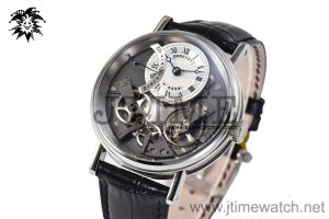 Tradition 7097BB SS ZF 1:1 Best Edition White/Gray Dial on Black Leather Strap A505