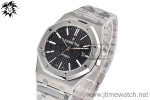 Royal Oak 41mm 15400 SS APSF 1:1 Best Edition Black Textured Dial on SS Bracelet A3120 Super Clone