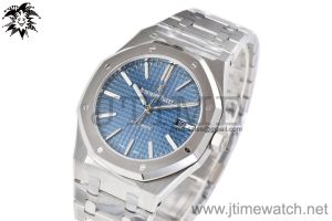 Royal Oak 41mm 15400 SS APSF 1:1 Best Edition Blue Textured Dial on SS Bracelet A3120 Super Clone