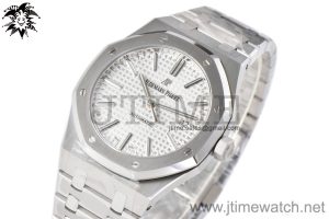 Royal Oak 41mm 15400 SS APSF 1:1 Best Edition White Textured Dial on SS Bracelet A3120 Super Clone
