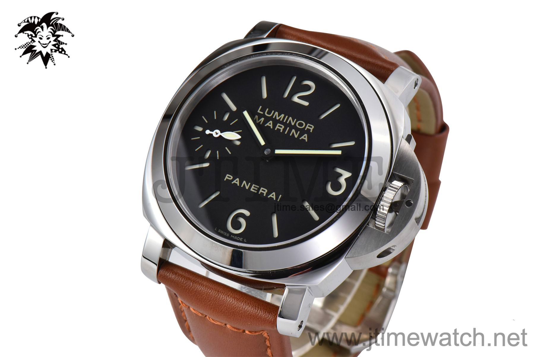 PAM111 Luminor Marina 44mm HWF 1:1 Best Edition Black Dial on Brown Leather Strap A6497