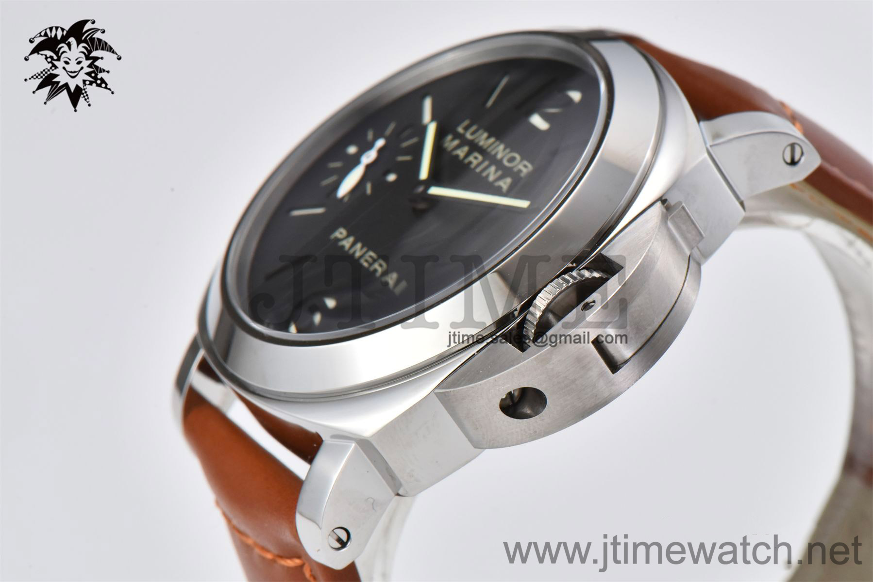 PAM111 Luminor Marina 44mm HWF 1:1 Best Edition Black Dial on Brown Leather Strap A6497 - Image 3